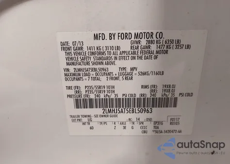 2014 Lincoln Mkt Ecoboost из США, поврежденный, VIN 2LMHJ5AT5EBL50963